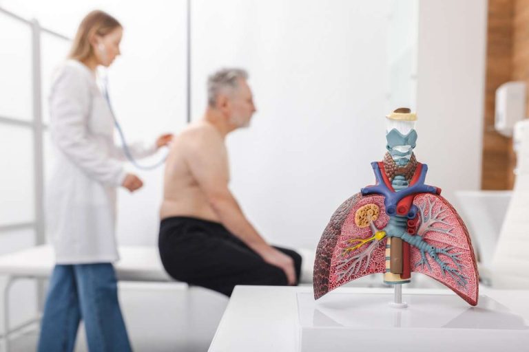 homem em consulta de prevenção ao câncer de pulmão